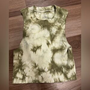 Aerie Olive Tie-Dye Ribbed Tee